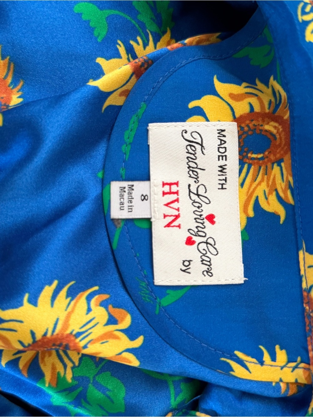 HVN Maria Dress in Blue Sunflower - Picture 7 of 8